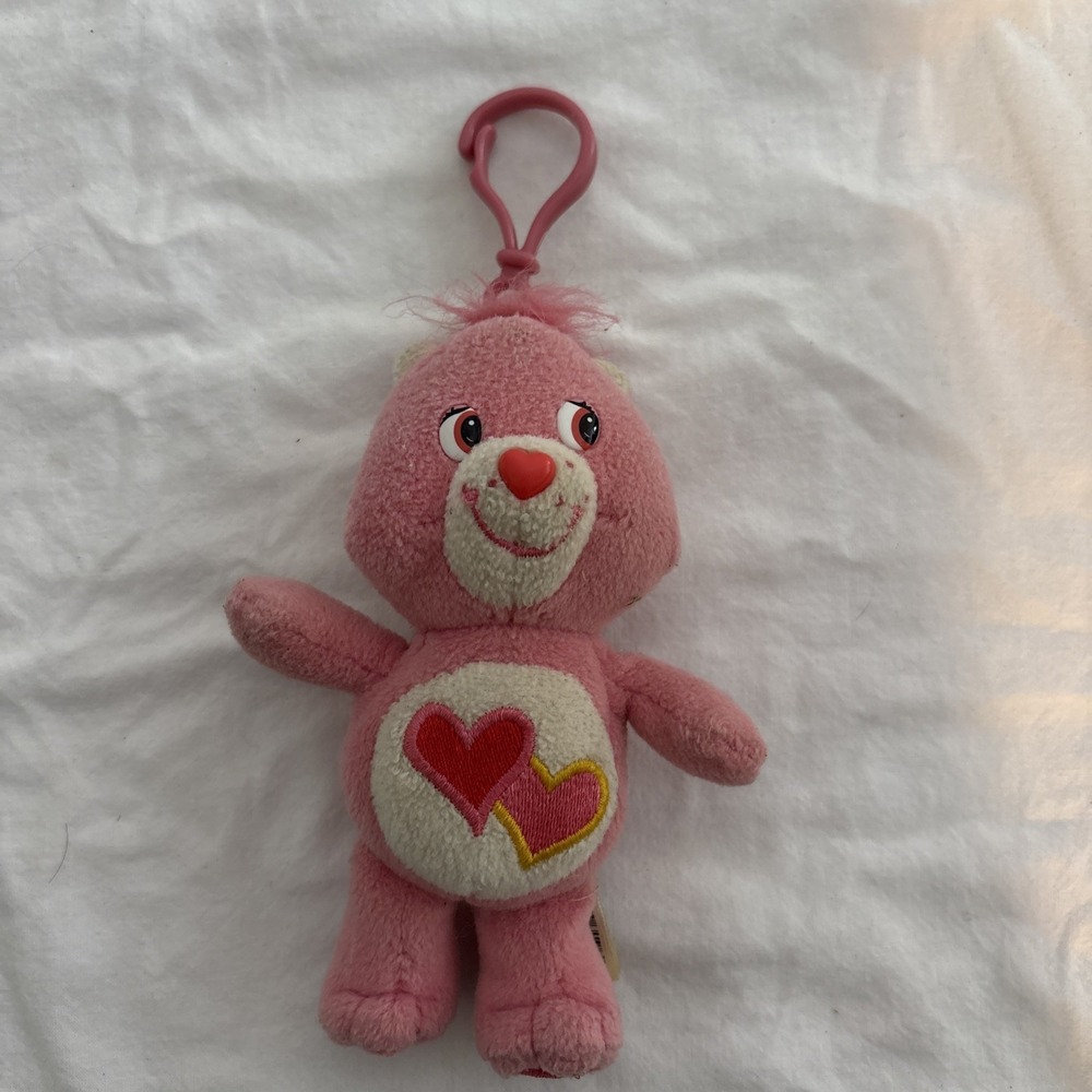 Vintage Care Bears Mini Love A Lot Backpack Clip on Plush Stuffed 5" 2002